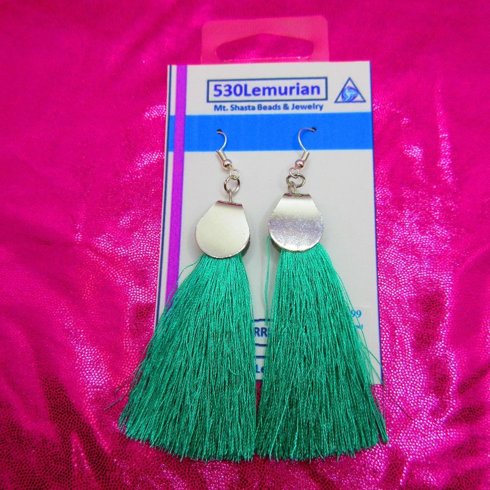Green Tassel Earrings